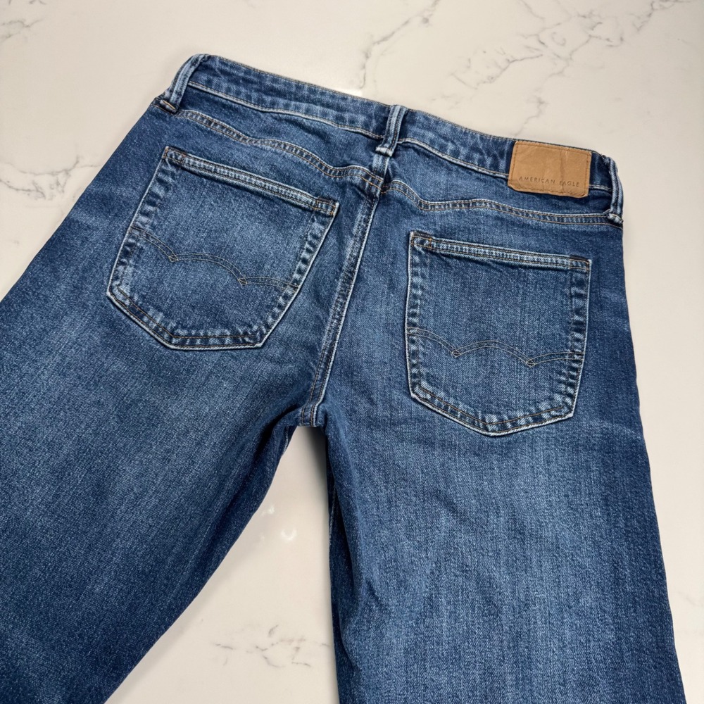 American Eagle Men's Y2K Slim Straight Jeans Medium Wash Flex Denim W32 L30‎